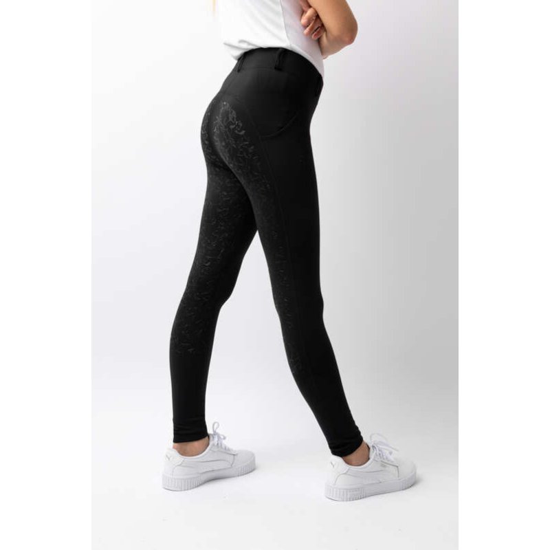 Horze legginsy dziecięce zimowe Dea Kids caviar black