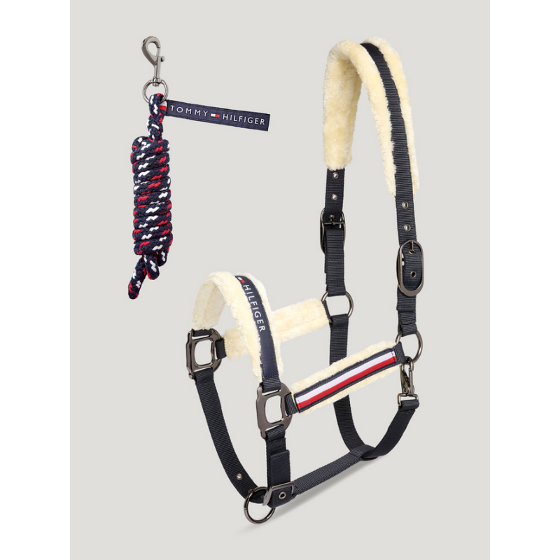 Tommy Hilfiger kantar z uwiązem Faux Fur Yale Desert Sky