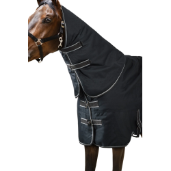 Horze derka padokowa z kapturem 1200D Kodiak 100g black