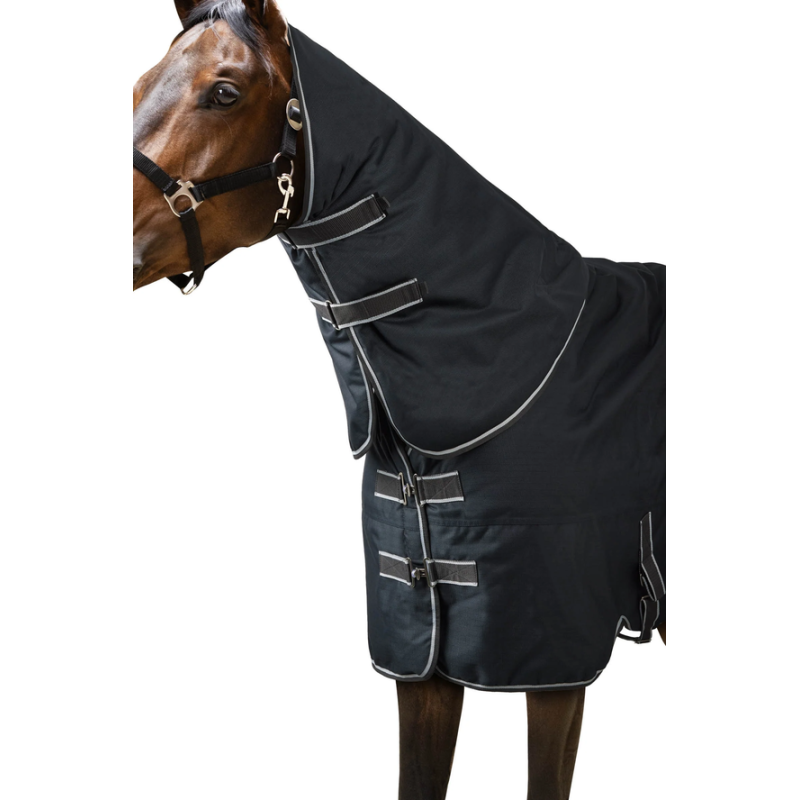Horze derka padokowa z kapturem 1200D Kodiak 100g black