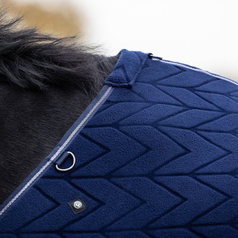 QHP derka polarowa z kapturem Embossed navy