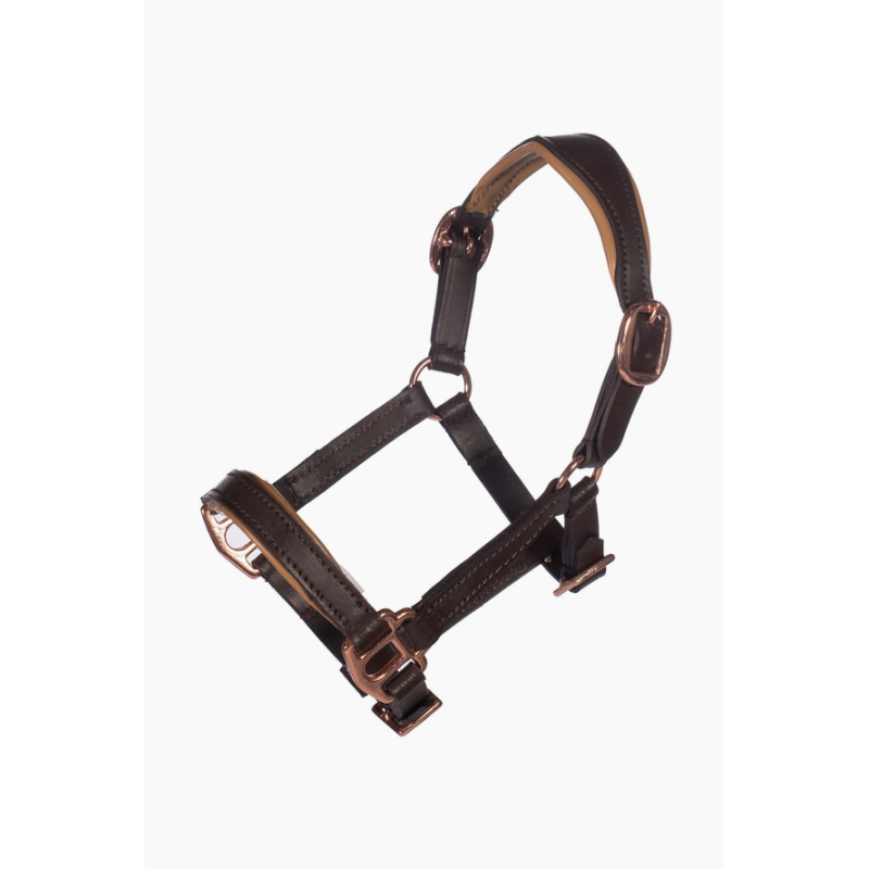 HKM Hobby Horse kantar skórzany rose gold brązowy